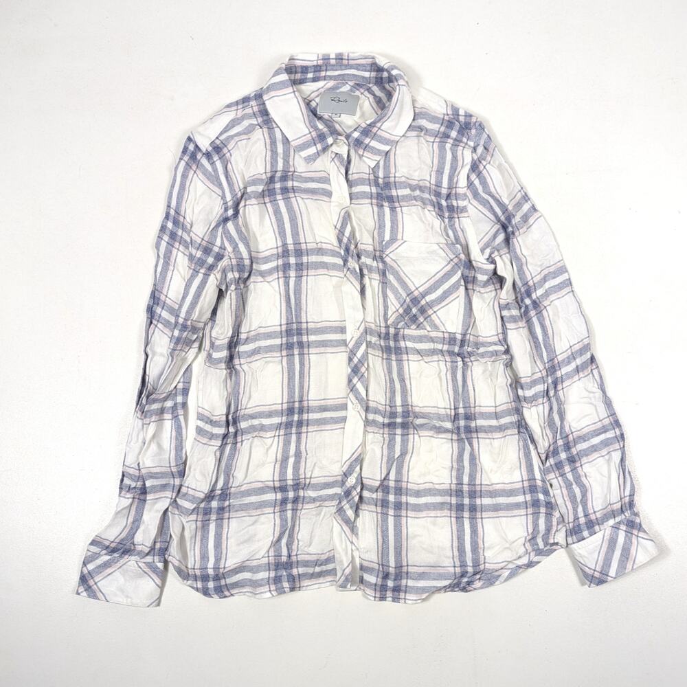 Rails Button Down Women's Shirt Size Medium Hunter White Blush Long Sleeve